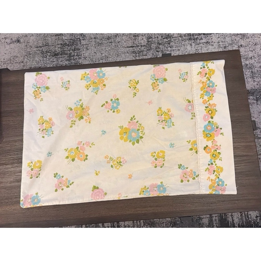Vintage Floral Pillowcase Green Pink Yellow Blue Fashion Manor Precale